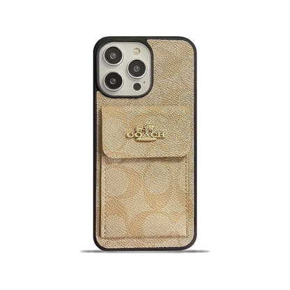 Coach iPhone Hülle mit Kartenhalter Brieftasche Kaffee -szk240425