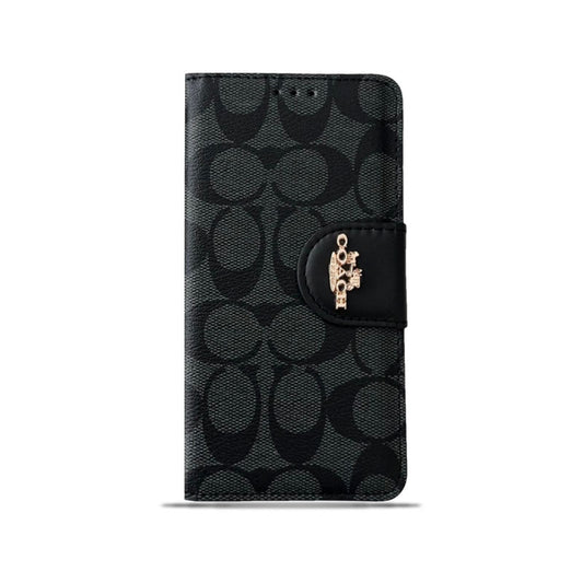 Coach iPhone Hülle Lederflip Hülle mit Kartenhalter Black-PTK241622