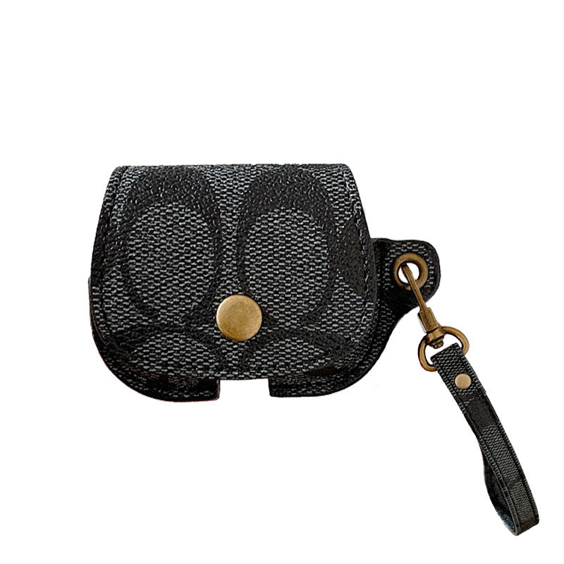 Leather Coach AirPods Case Black-CC231215