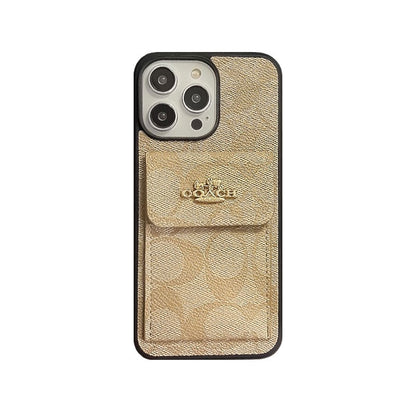 Coach iPhone Hülle mit Kartenhalter Brieftasche Kaffee -szk240425