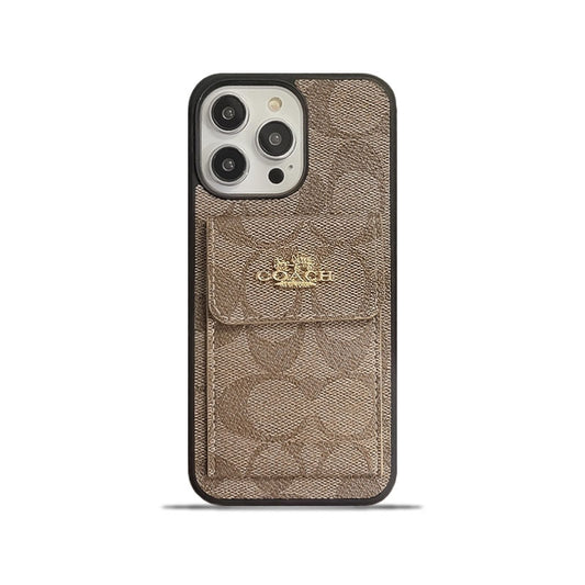 Coach iPhone Hülle mit Kartenhalter Brieftasche hellbraun -szk240425