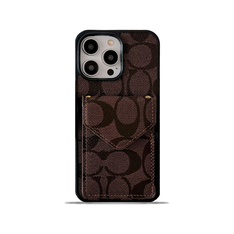 Coach iPhone Case With Card Holder And Strap Dark Brown -SJ240513