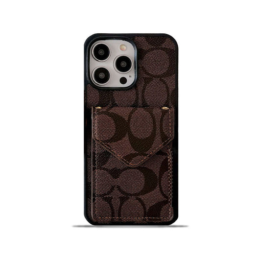 Custodia Coach per iPhone con porta carte e cinturino marrone scuro -SJ240513 