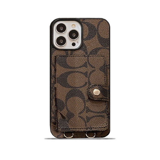 Coach iPhone Hülle mit Brieftasche und Riemen Brown -szk240402