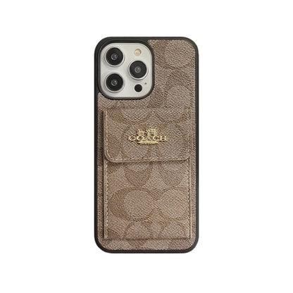 Coach iPhone Hülle mit Kartenhalter Brieftasche hellbraun -szk240425