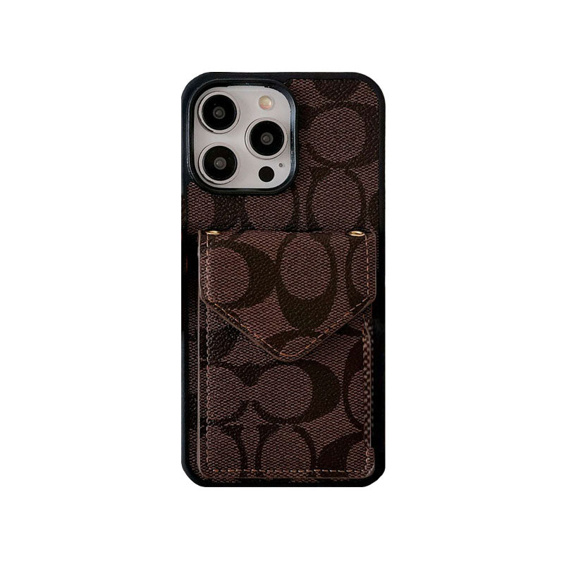 Coach iPhone Case With Card Holder And Strap Light Brown -SJ240513