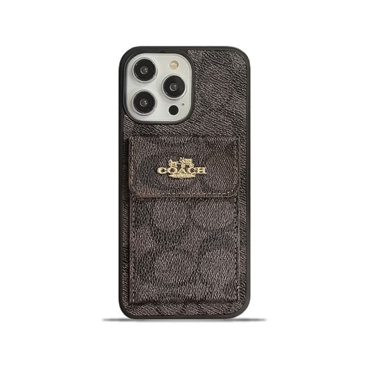 Coach iPhone Hülle mit Kartenhalter Brieftasche dunkelbraun -szk240425