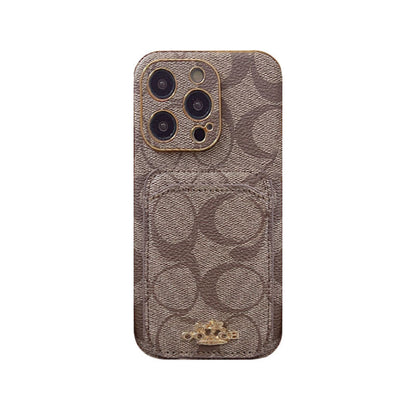 Custodia per iPhone Coach con porta carte marrone -KB241651