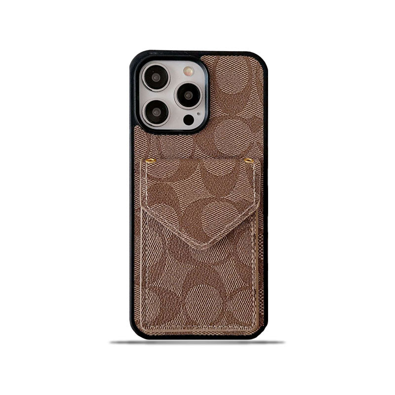 Custodia Coach per iPhone con porta carte e cinturino marrone chiaro -SJ240513 