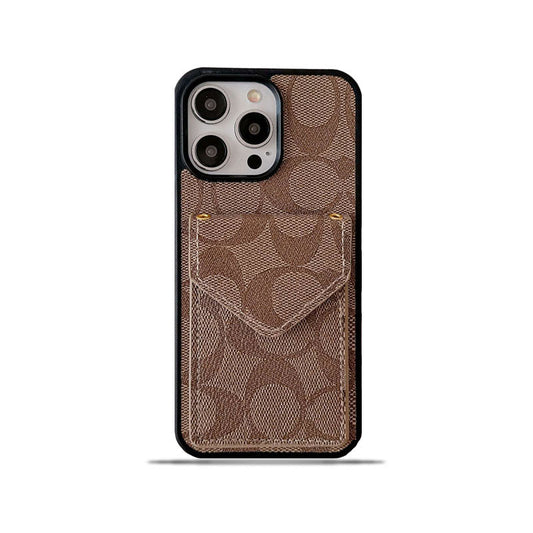 Custodia Coach per iPhone con porta carte e cinturino marrone chiaro -SJ240513 