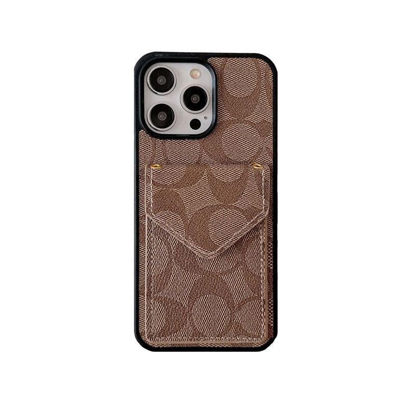 Coach iPhone Case With Card Holder And Strap Light Brown -SJ240513