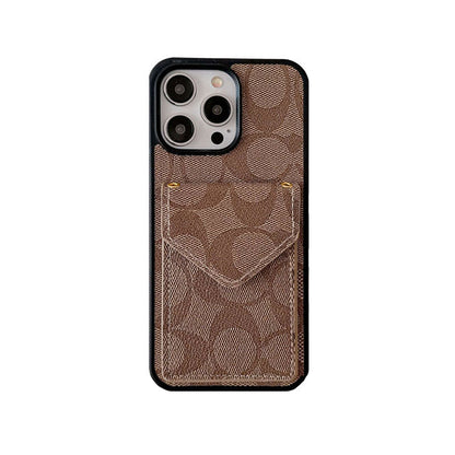 Custodia Coach per iPhone con porta carte e cinturino marrone chiaro -SJ240513 