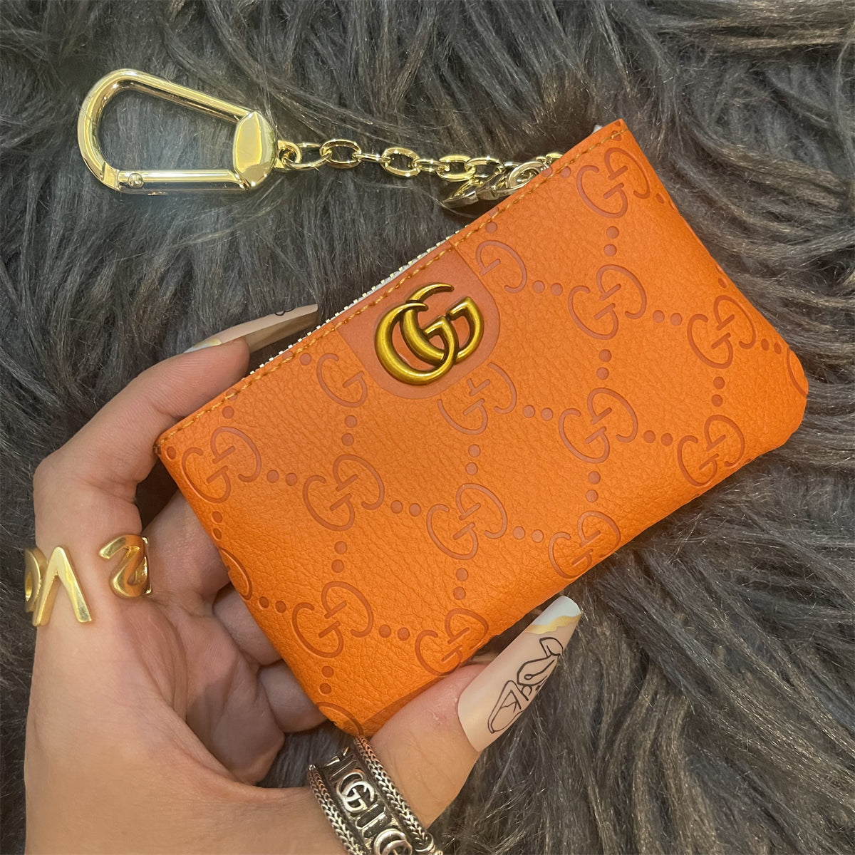 Elegant GG-Inspired Coin Pouches with Keychain