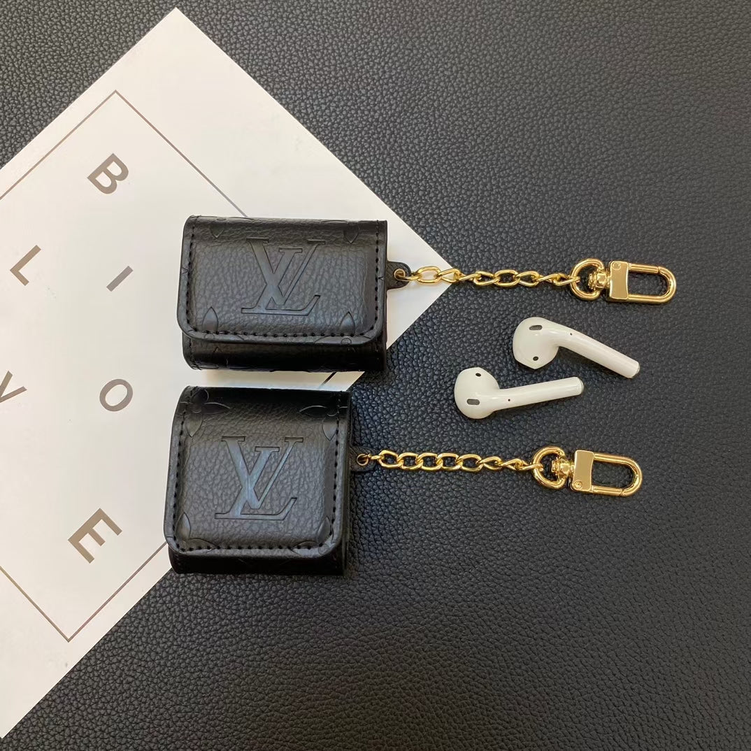 Luxus -LV -Monogramm AirPods Hülle - stylisches Kettendesign in mehreren Farben