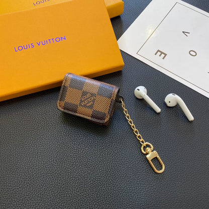 Luxury LV-Inspired AirPods Case Collection with Chain Attachment