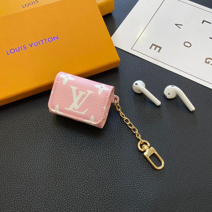 Luxury LV-Inspired AirPods Case Collection with Chain Attachment