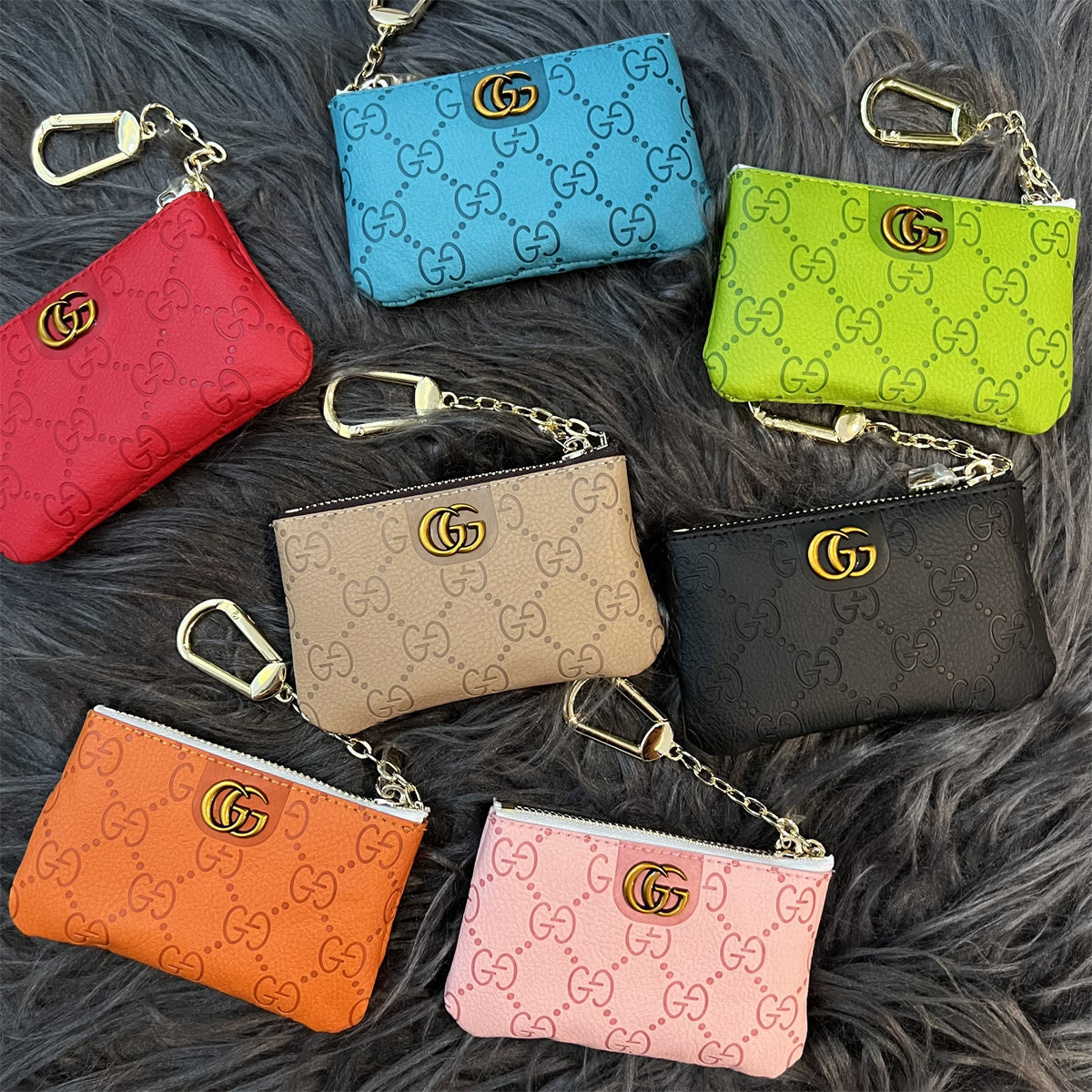 Elegant GG-Inspired Coin Pouches with Keychain