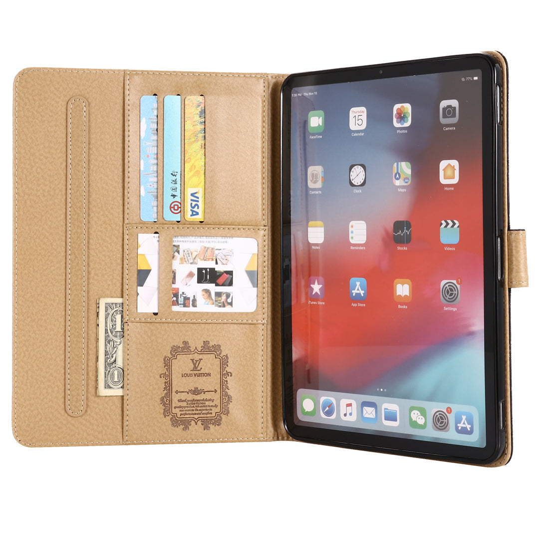 3D -geprägte Leinwand Monogramm Holster Apple iPad Flip -Abdeckung mit Standfunktion