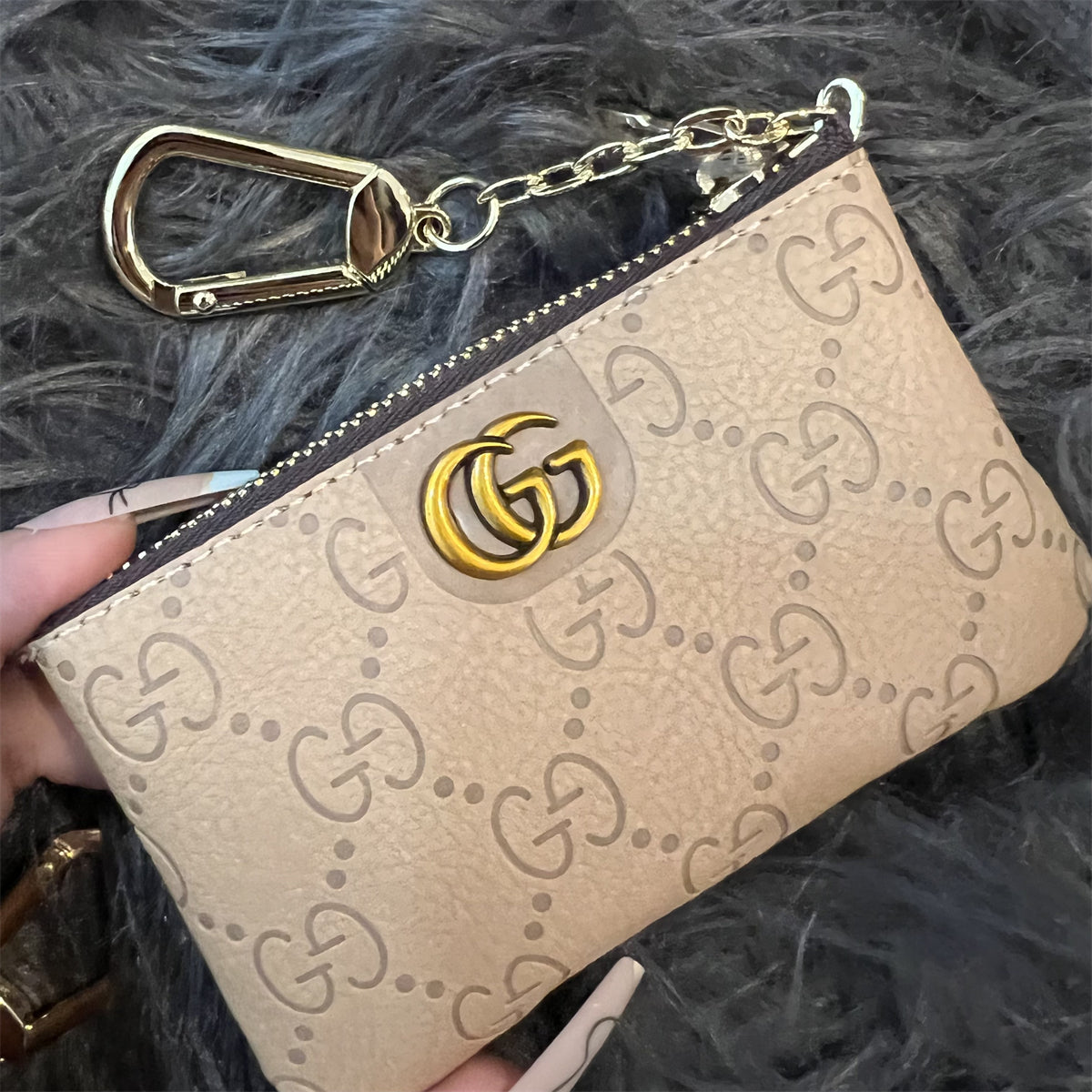 Elegant GG-Inspired Coin Pouches with Keychain