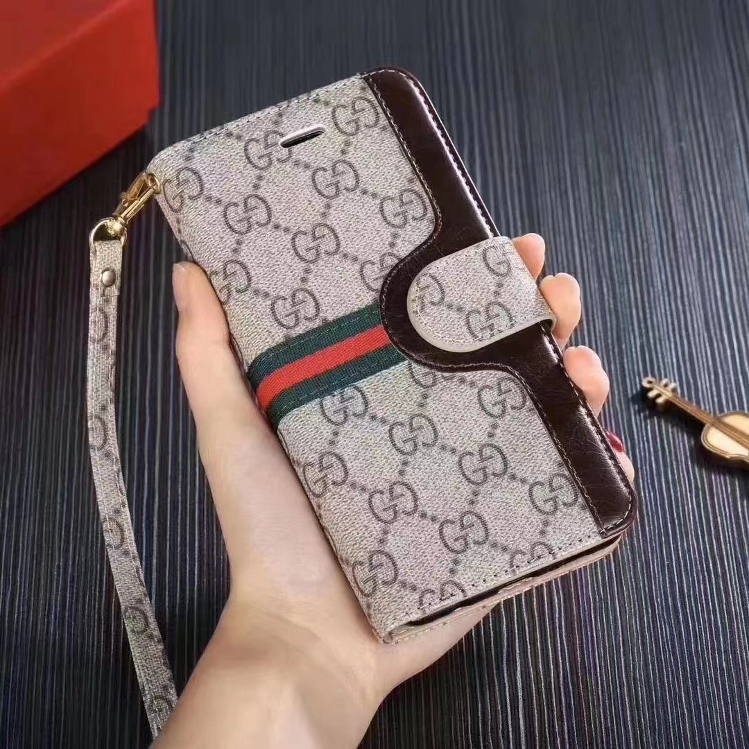 Luxury GG LV BUR iPhone & AirPods Case with Card Holder