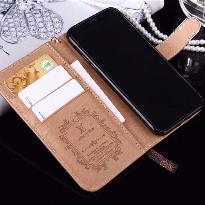 Luxury GG LV BUR iPhone & AirPods Case with Card Holder