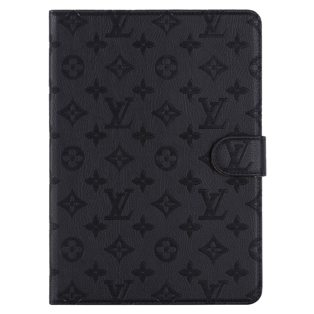 3D -geprägte Leinwand Monogramm Holster Apple iPad Flip -Abdeckung mit Standfunktion