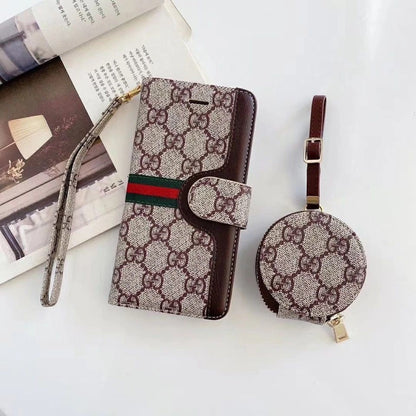 Luxury GG LV BUR iPhone & AirPods Case with Card Holder