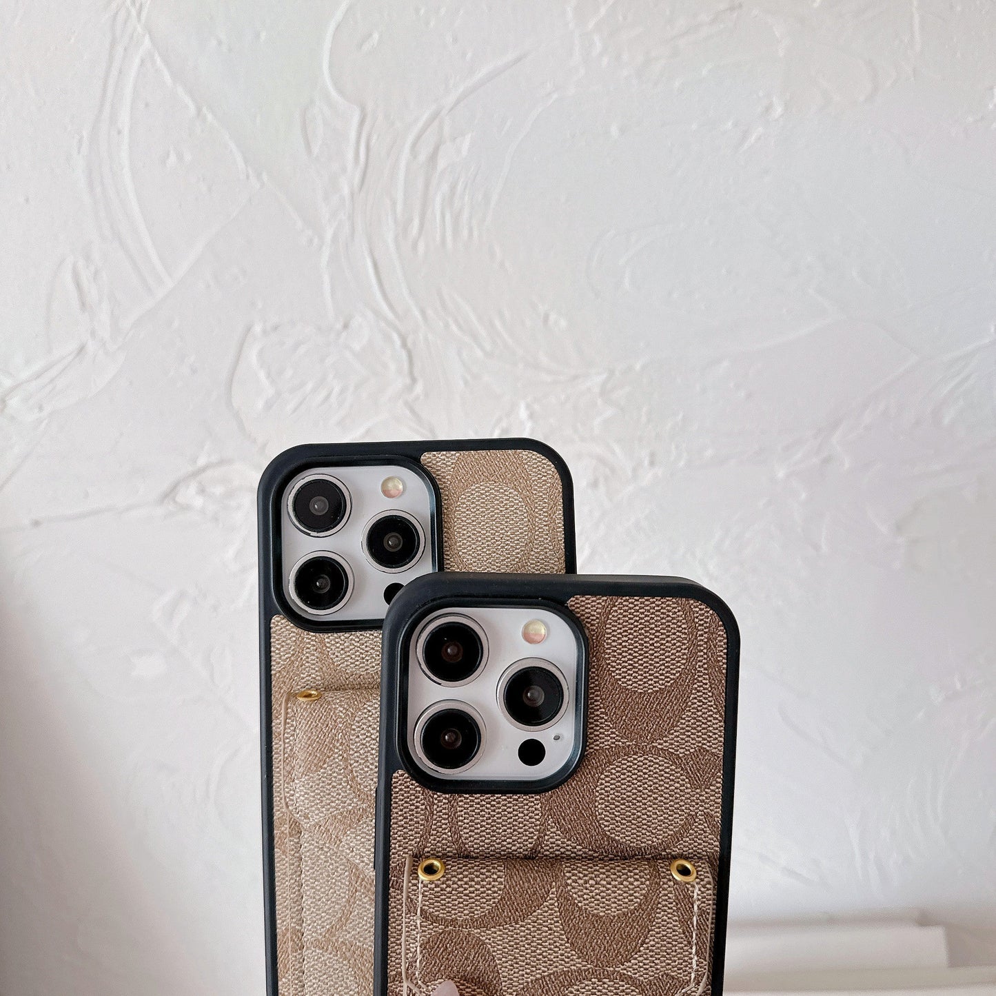 Coach iPhone Case With Card Holder And Strap Light Brown -SJ240513