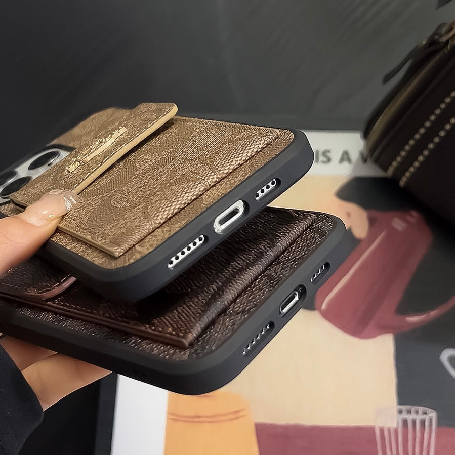 Coach iPhone Hülle mit Kartenhalter Brieftasche Kaffee -szk240425