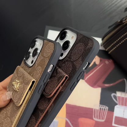 Coach iPhone Hülle mit Kartenhalter Brieftasche Kaffee -szk240425