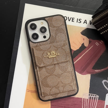 Coach iPhone Hülle mit Kartenhalter Brieftasche hellbraun -szk240425