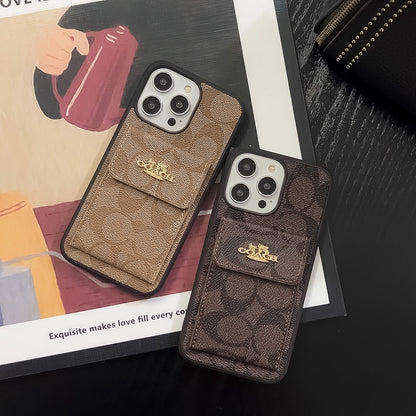 Coach iPhone Hülle mit Kartenhalter Brieftasche hellbraun -szk240425