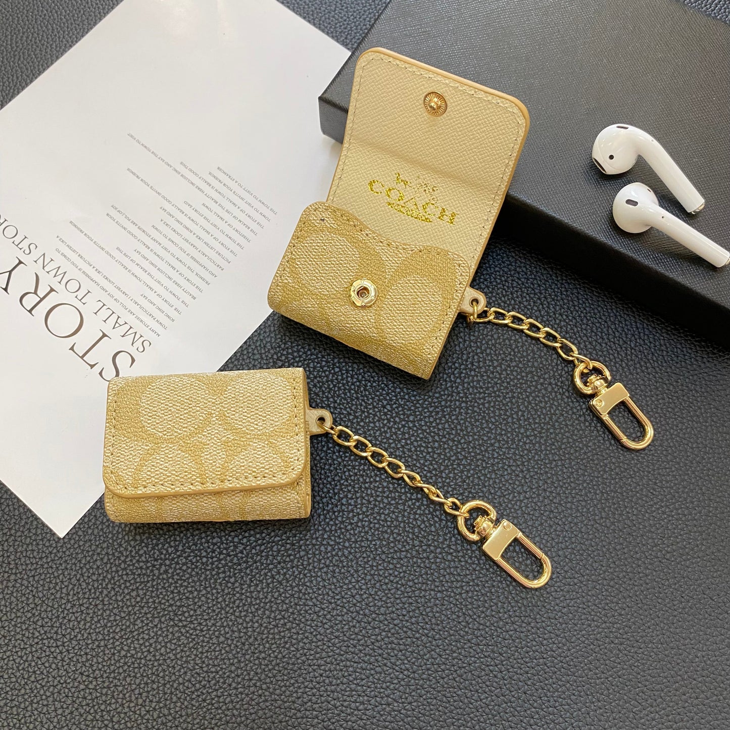 Custodie AirPods Pro di lusso Coach Coffee-YH240425