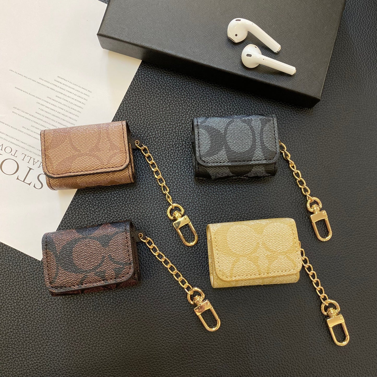 Luxury Coach AirPods Cases Coffee-YH240425