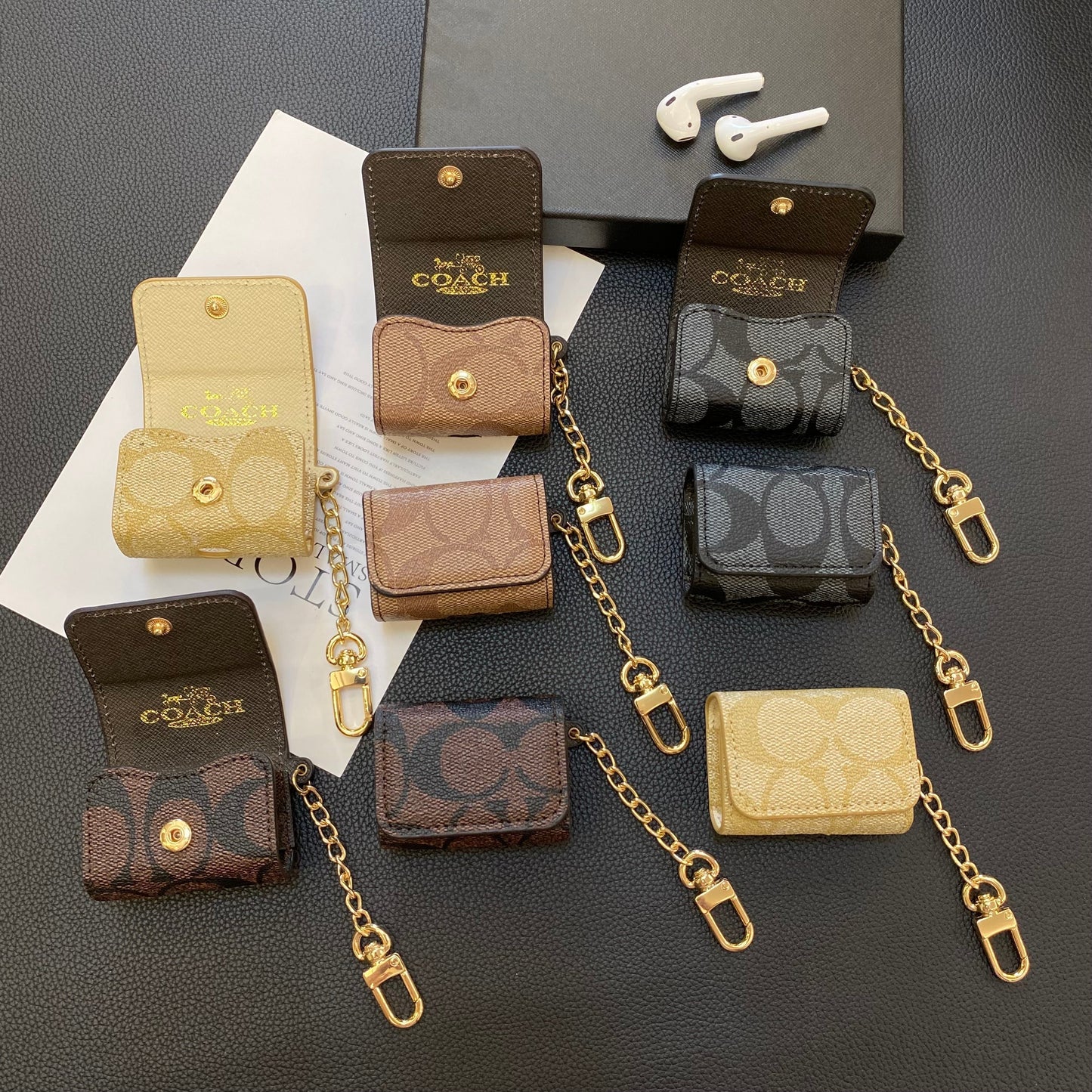 Custodie AirPods Pro di lusso Coach nere - YH240425