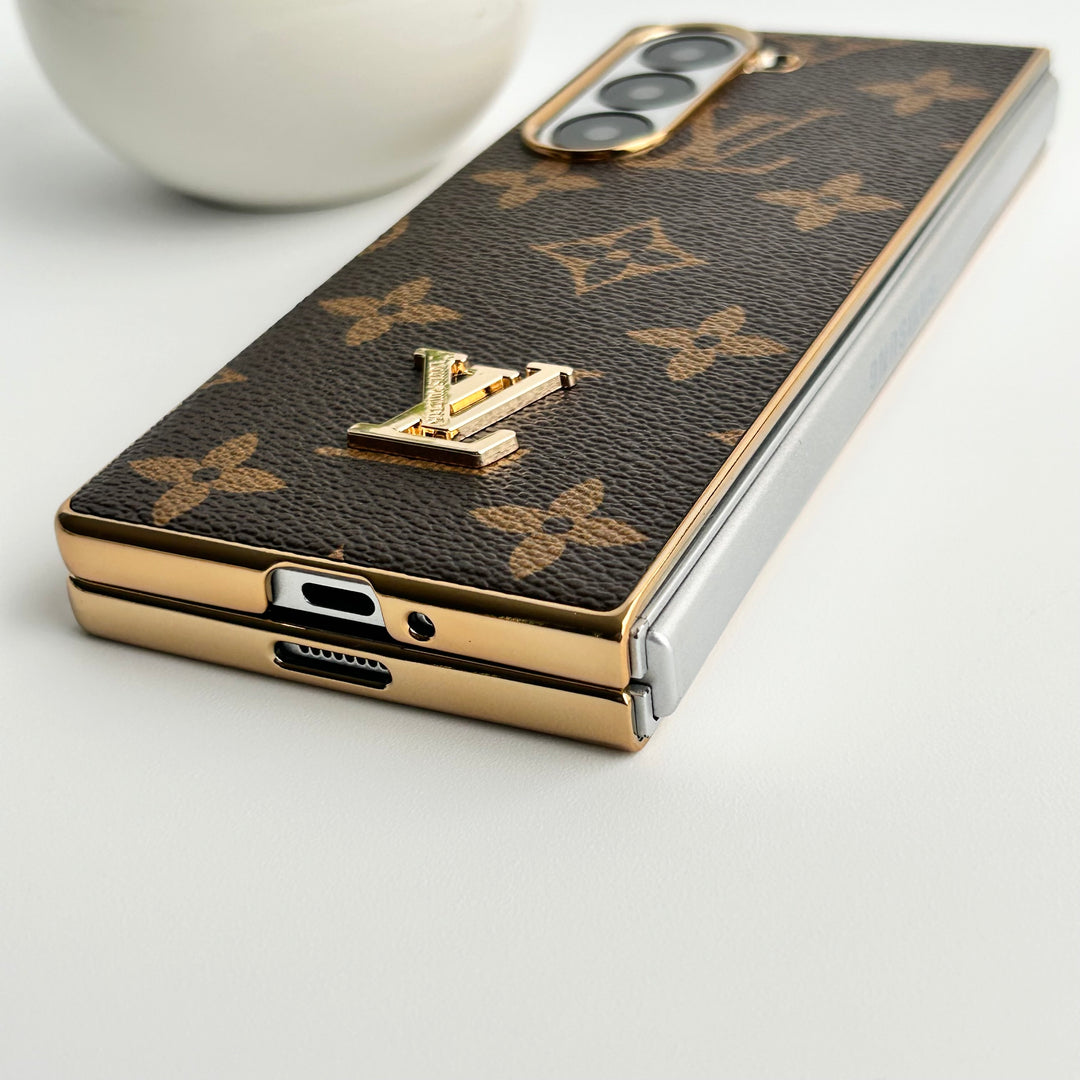 Samsung Galaxy Z Fold 6 Luxury Gold Plated Leather Case