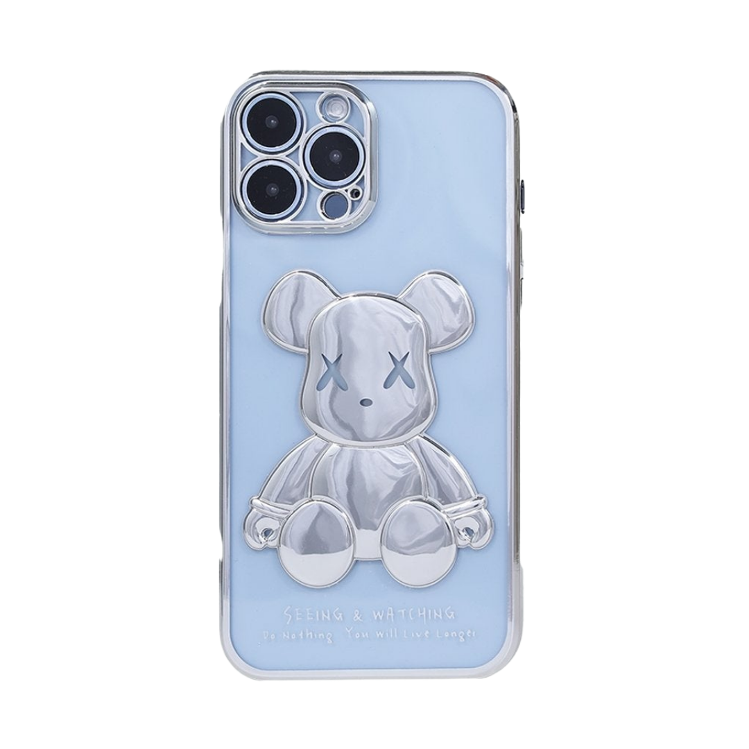 Silver Reflective Bear Transparent iPhone Case