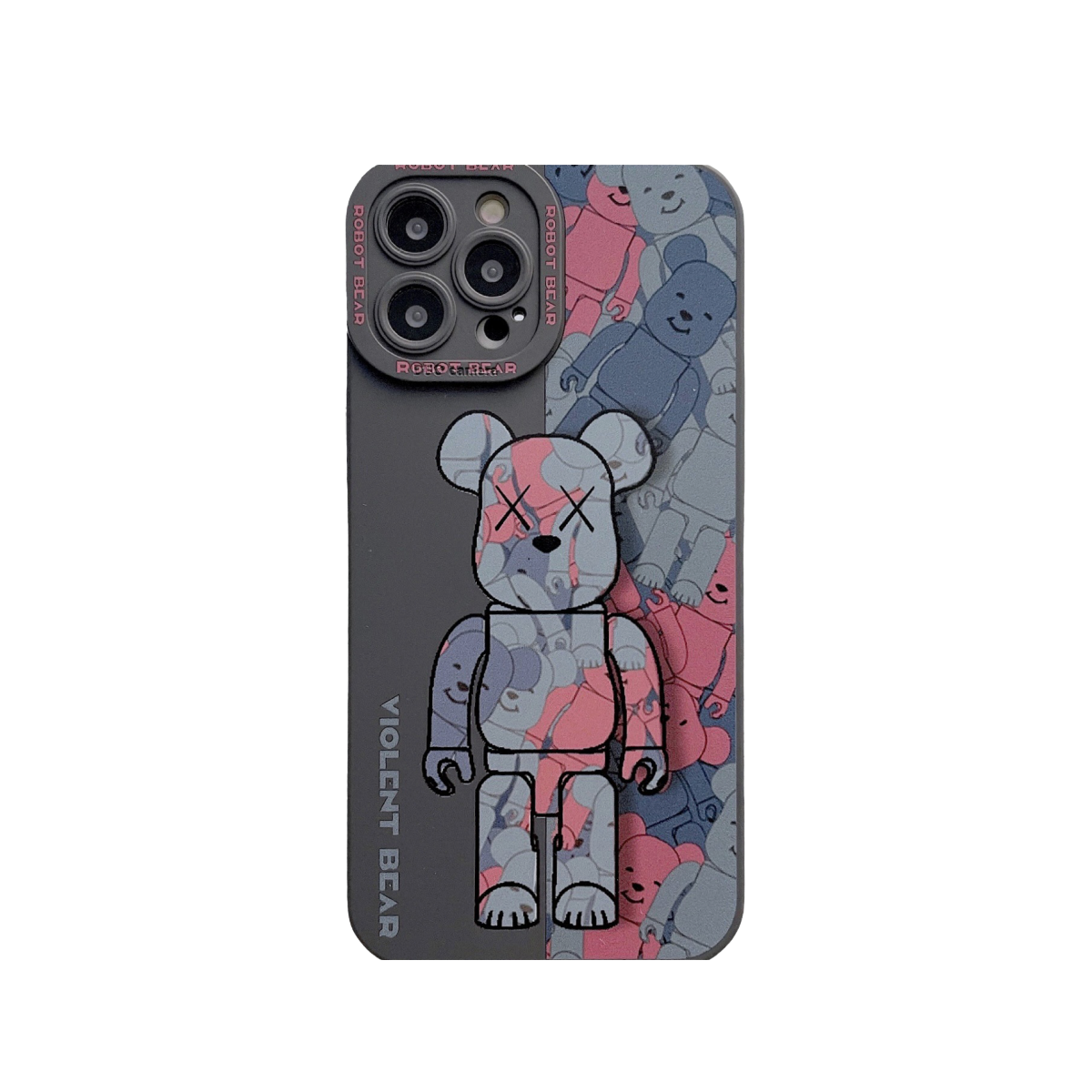 Custodia per iPhone con orso rosso rovesciato 