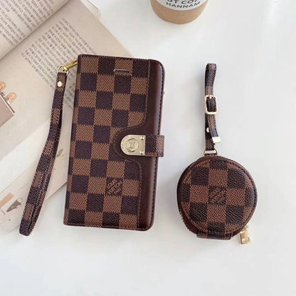 Luxury GG LV BUR iPhone & AirPods Case with Card Holder