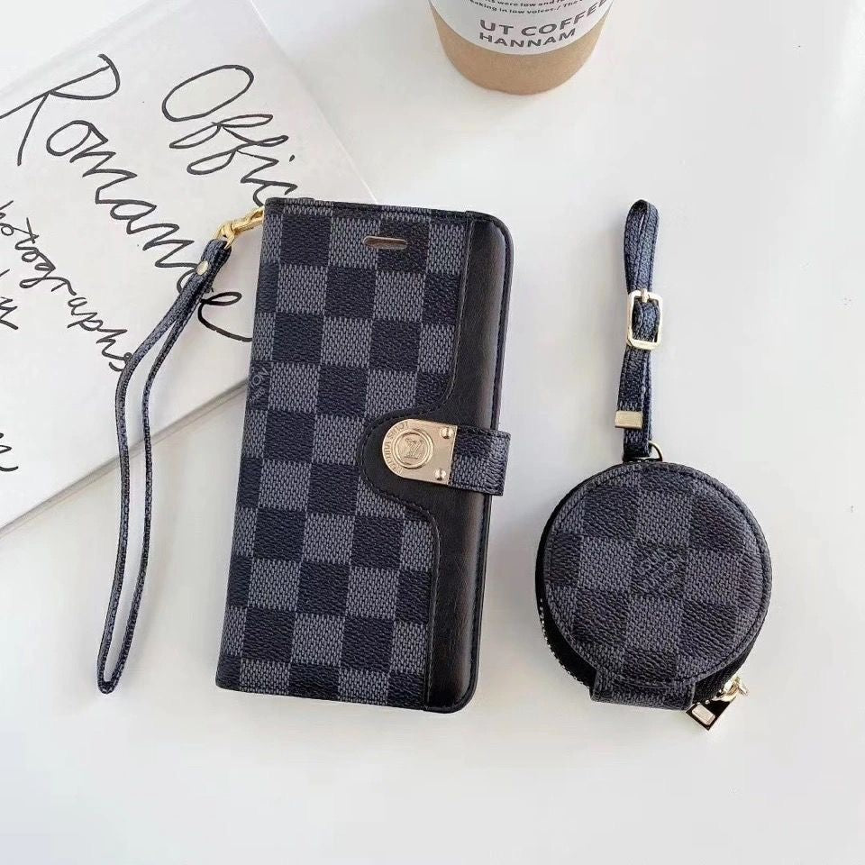 Luxury GG LV BUR iPhone & AirPods Case with Card Holder