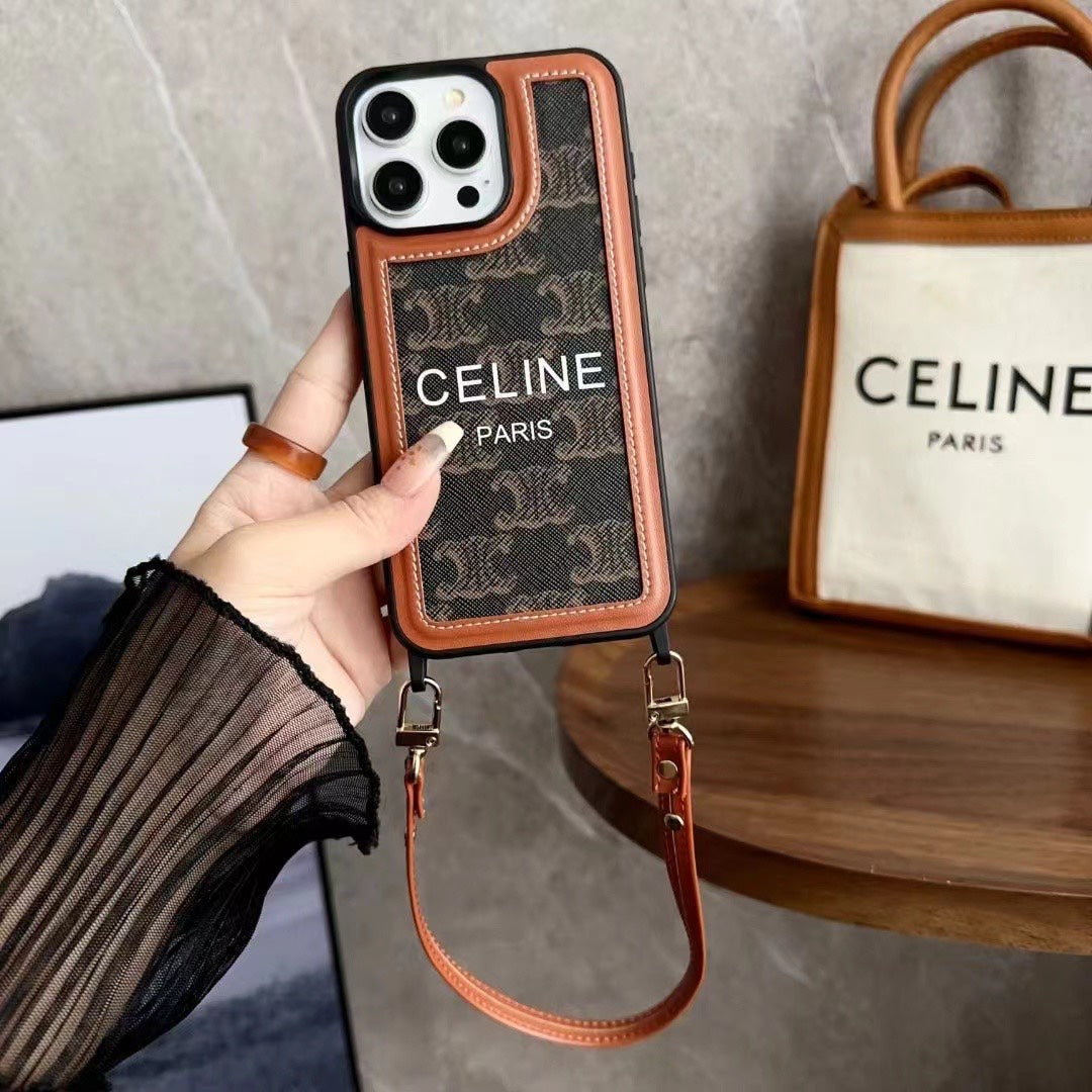 Custodia nera per iPhone Celine con cinturino-SZ231124