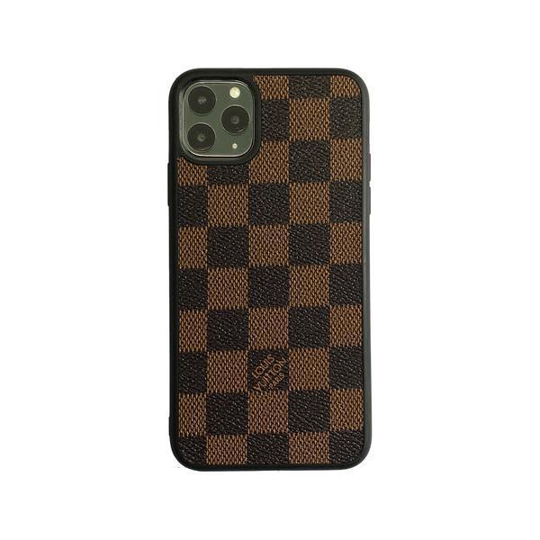 Checkered Full Cover iPhone Case - Brown