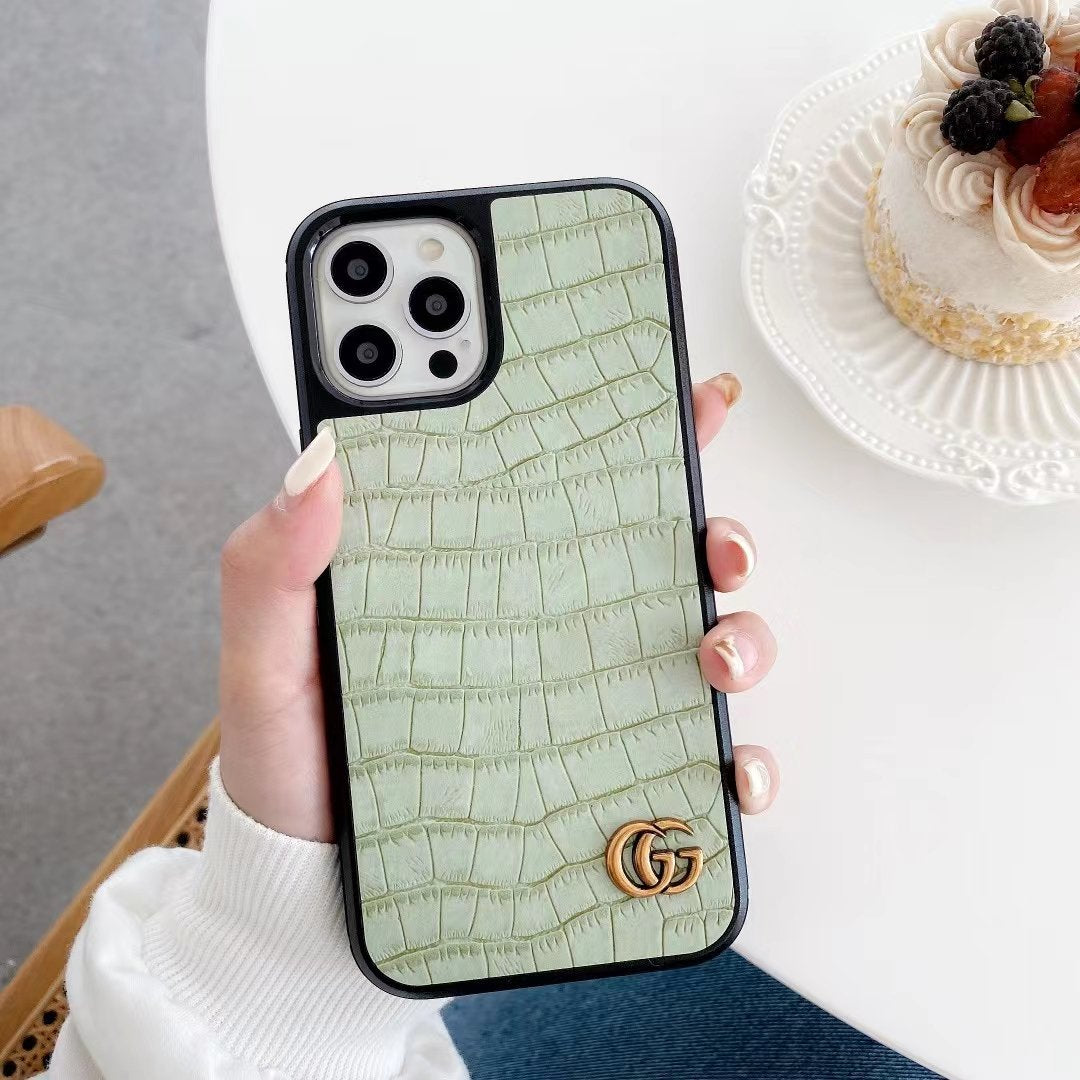 GG Crocodile Print inspiriertes Leder iPhone Hülle