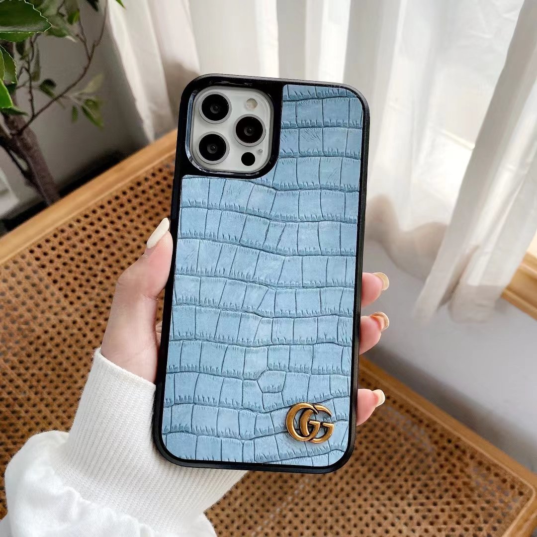 GG Crocodile Print inspiriertes Leder iPhone Hülle