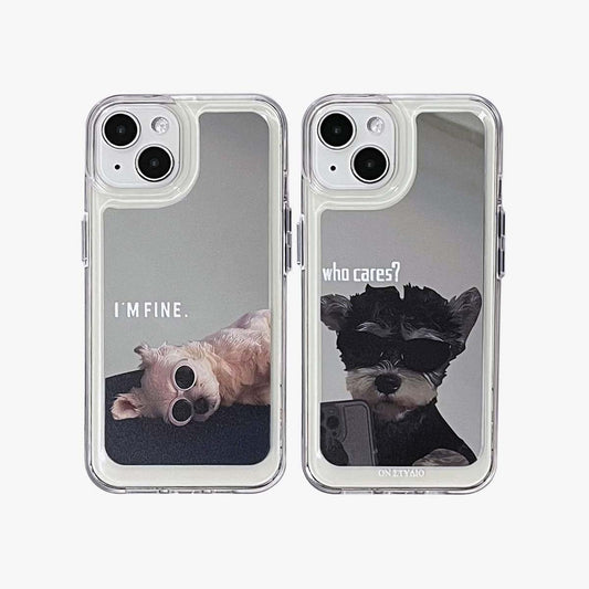 Spiegel iPhone Case | Paar Hunde Mir geht es gut (kaufen 2 und 50% Rabatt auf einen)