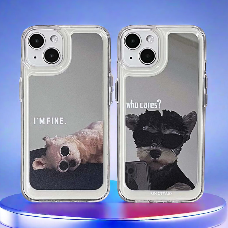 Mirror iPhone Case | Couple Dogs I Am Fine (Buy 2 and get 50% off one)